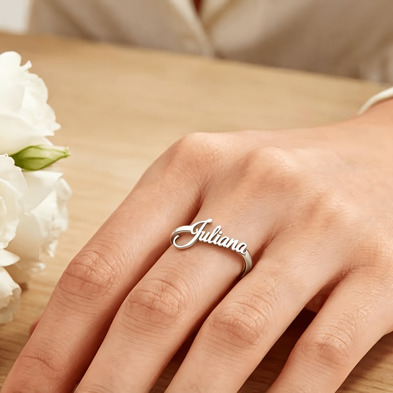 Women's Elegant 316L Stainless Steel Letter Ring
